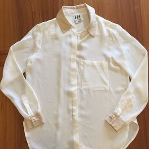 Ivory Semi-sheer Button Up Blouse